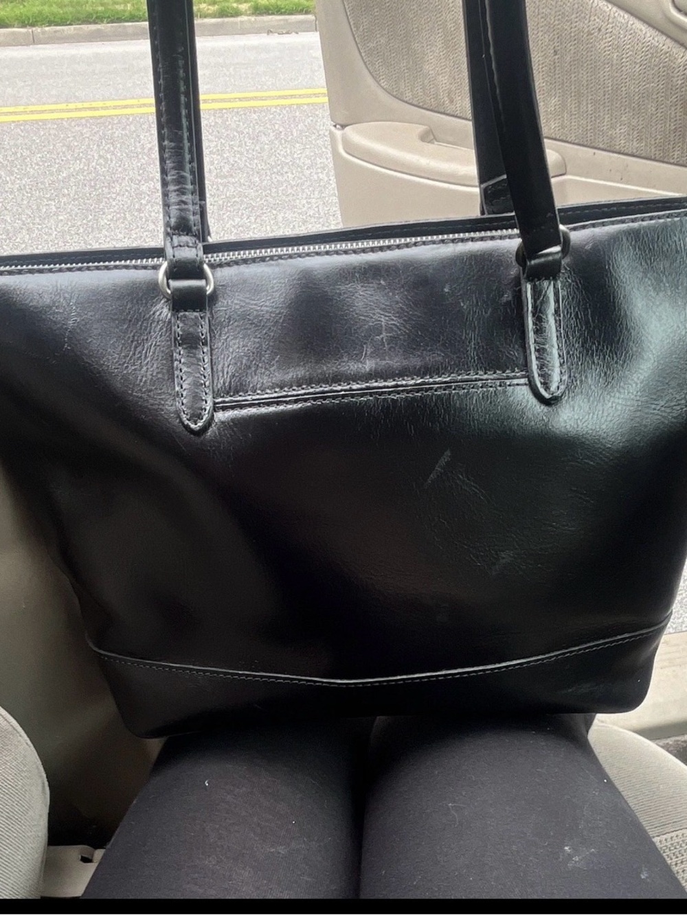 Patricia Nash Black Leather Tote with Double Handles *Dust Bag Included*